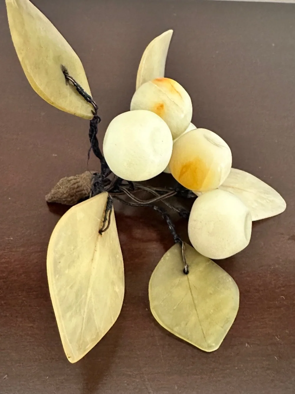 2 BUNCHES Of Vintage Green Onyx & Jade Stone Decorative Fruit